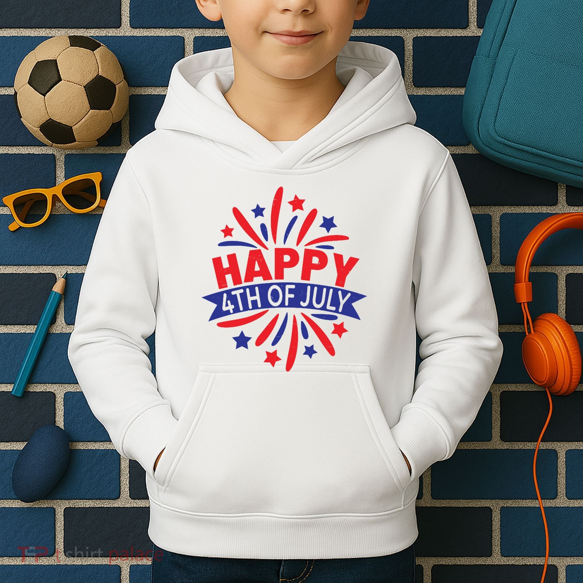 Happy 4th Of July America Celebration Kids Hoodie