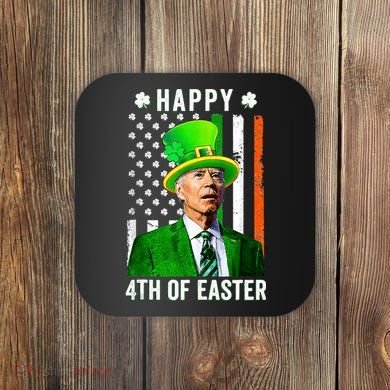 Happy 4th Of Easter Joe Biden St Patricks Day Leprechaun Hat  Coaster