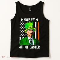 Happy 4th Of Easter Joe Biden St Patricks Day Leprechaun Hat  Tank Top thumb 2