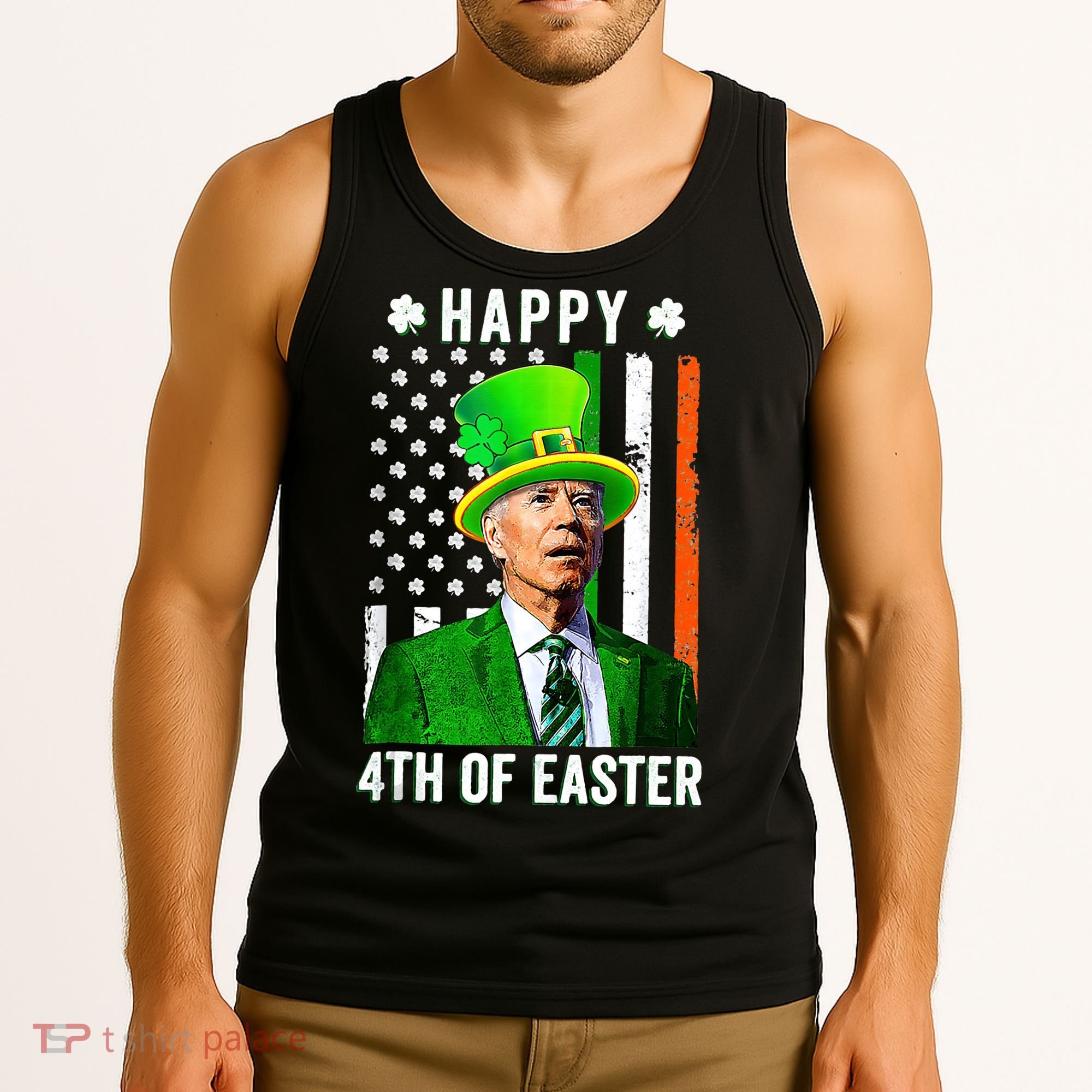 Happy 4th Of Easter Joe Biden St Patricks Day Leprechaun Hat  Tank Top