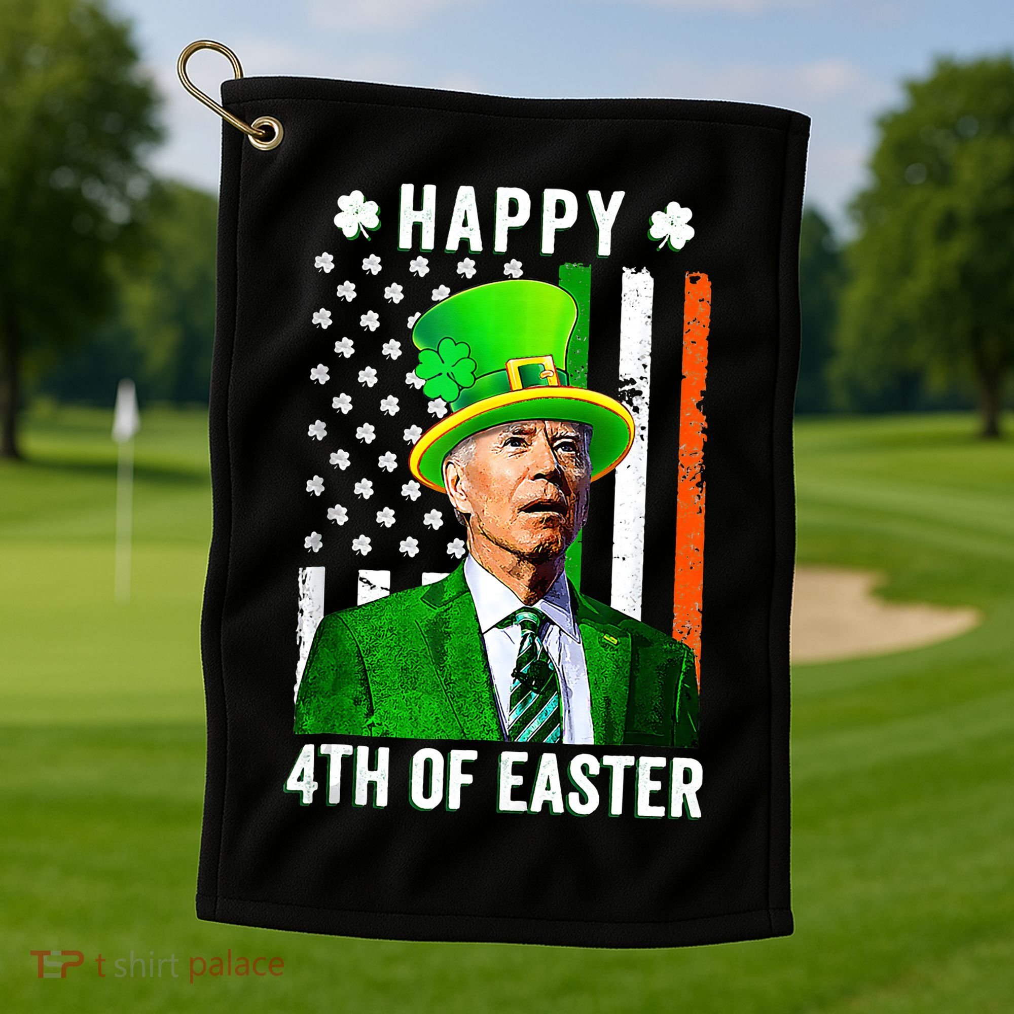 Happy 4th Of Easter Joe Biden St Patricks Day Leprechaun Hat  Golf Towel
