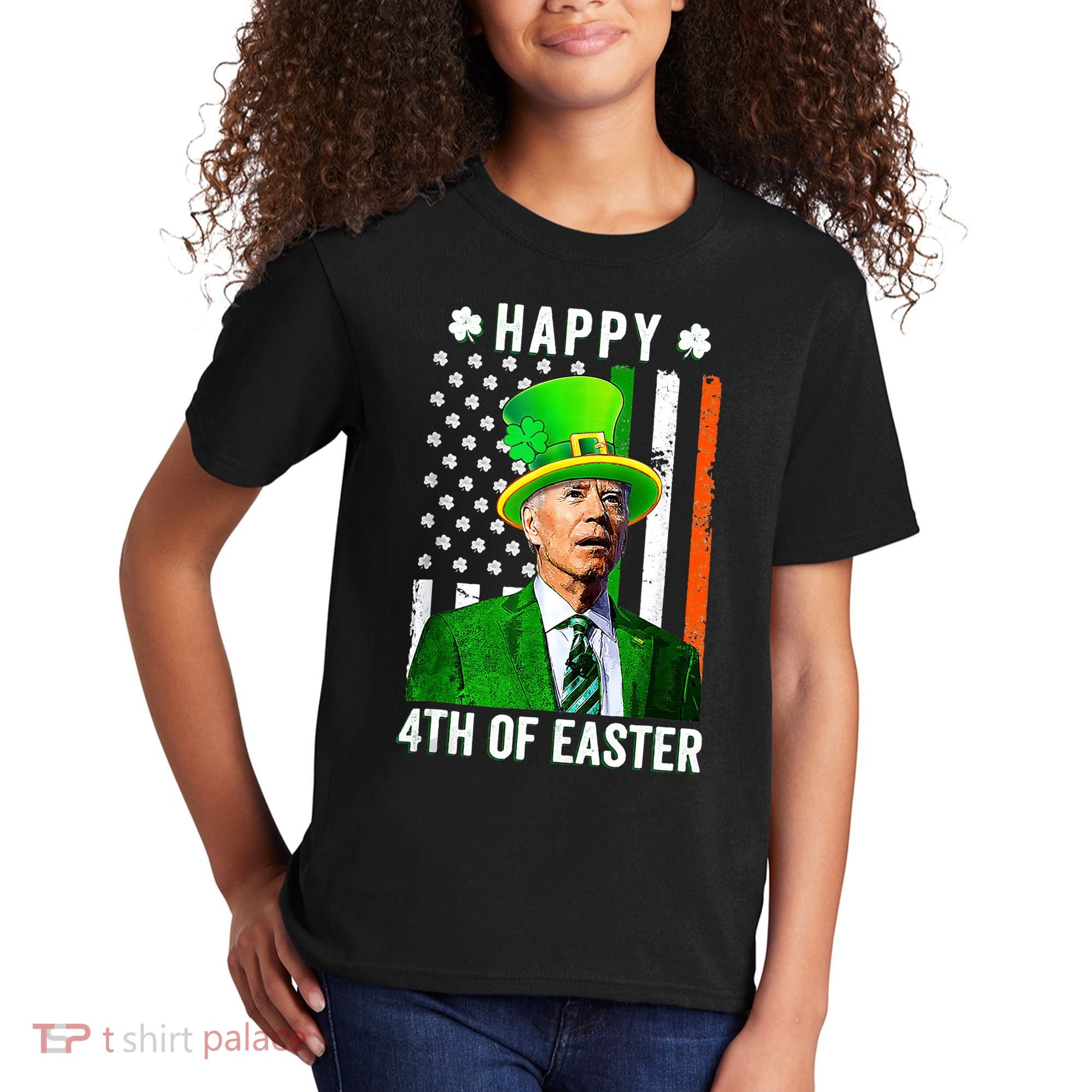 Happy 4th Of Easter Joe Biden St Patricks Day Leprechaun Hat  Kids T-Shirt