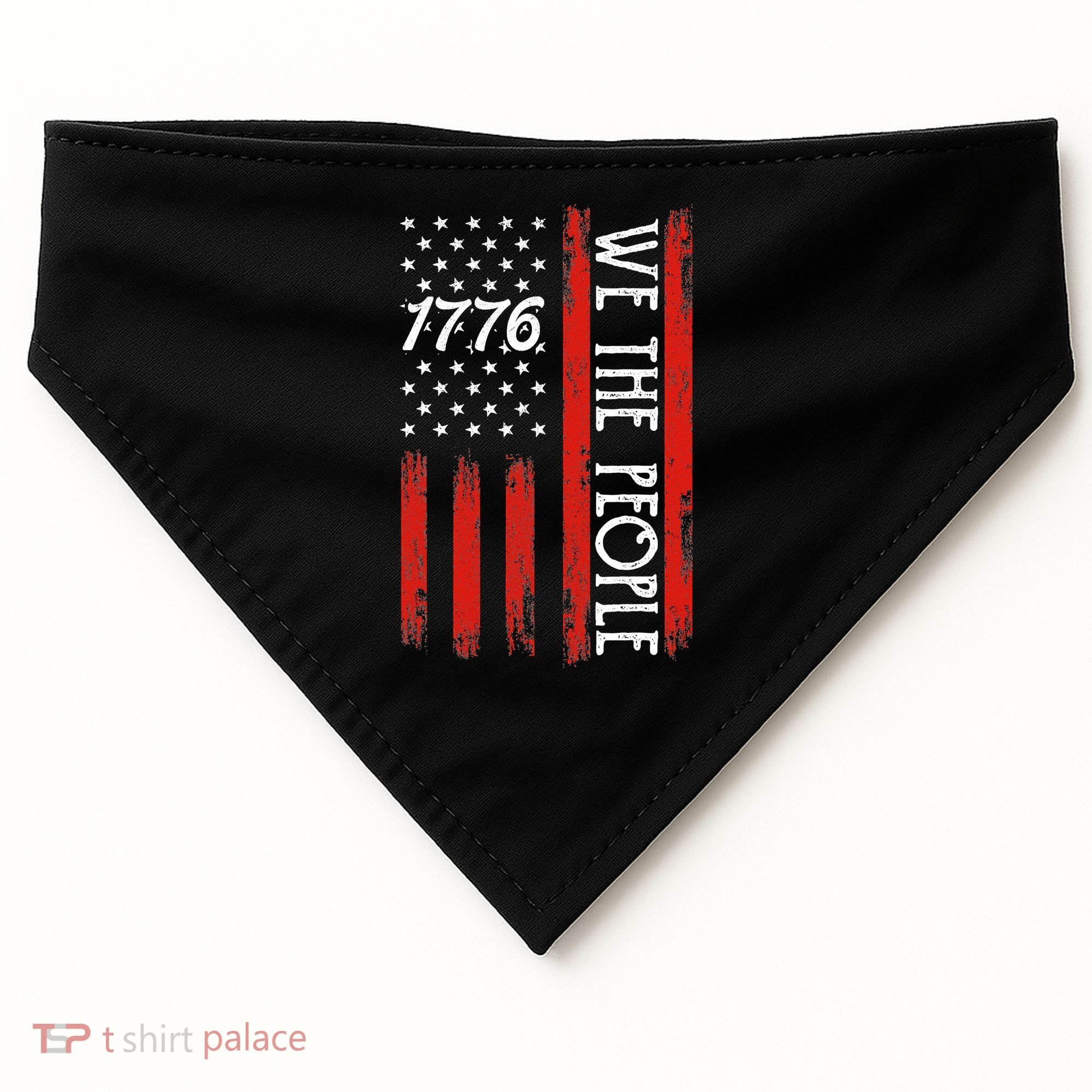 Happy 4th Of July 1776 American Flag USA-Made Doggie Bandana
