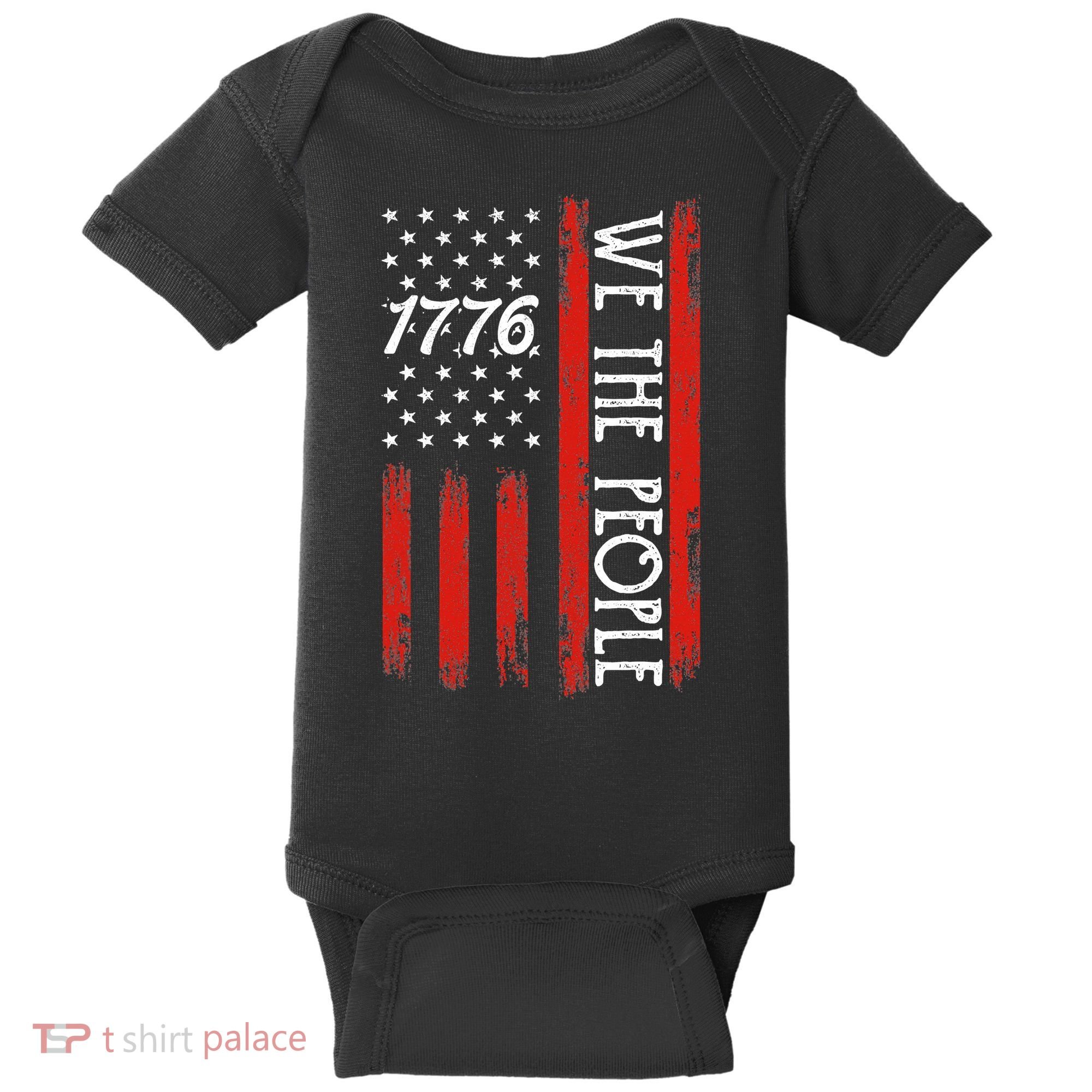 Happy 4th Of July 1776 American Flag Baby Bodysuit