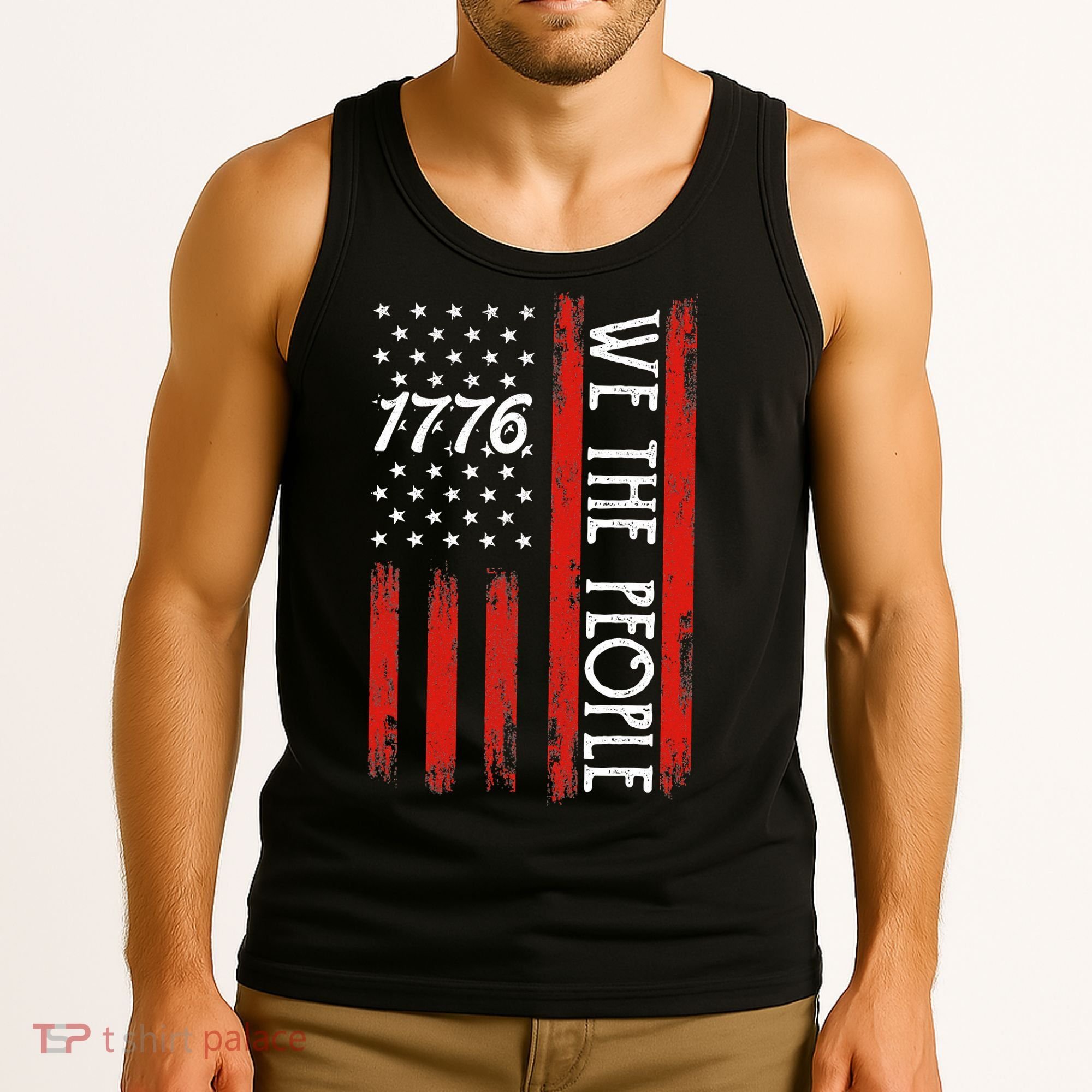 Happy 4th Of July 1776 American Flag Tank Top