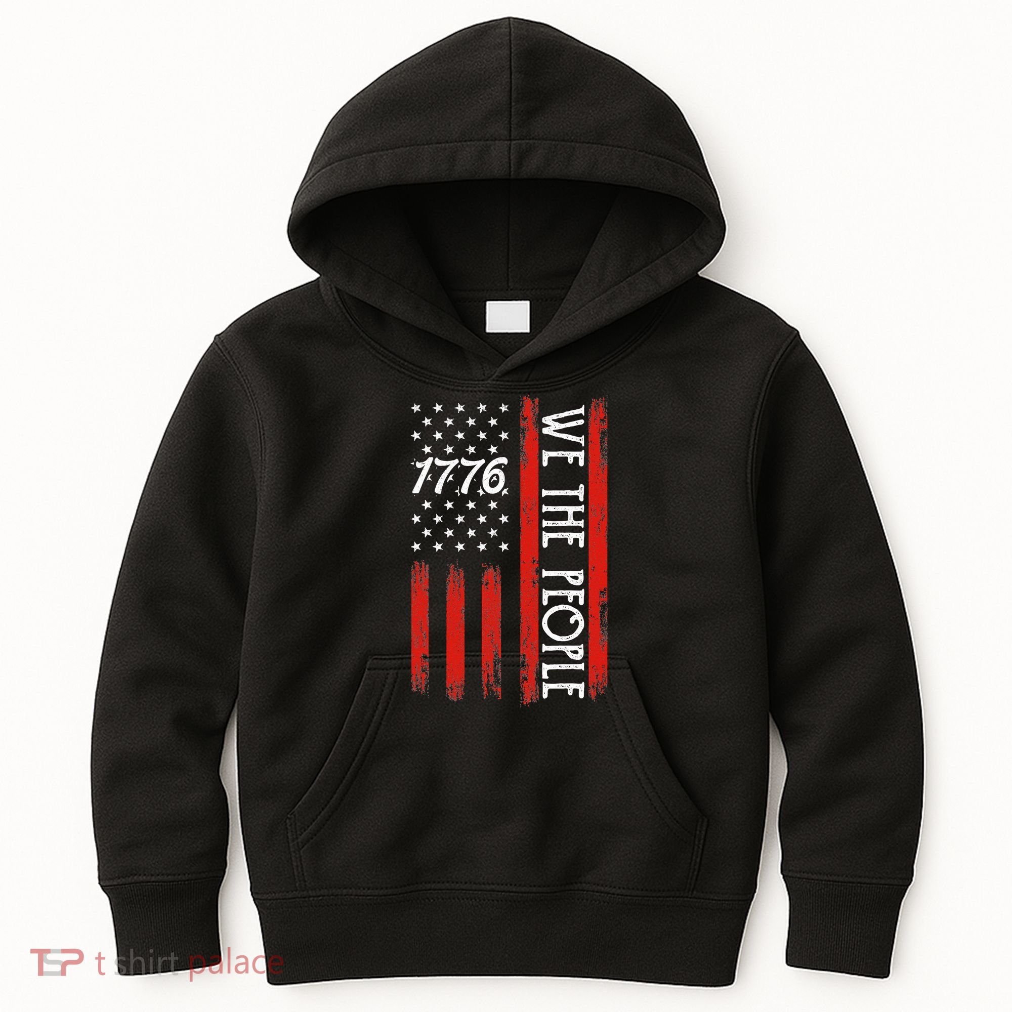 Happy 4th Of July 1776 American Flag Kids Hoodie