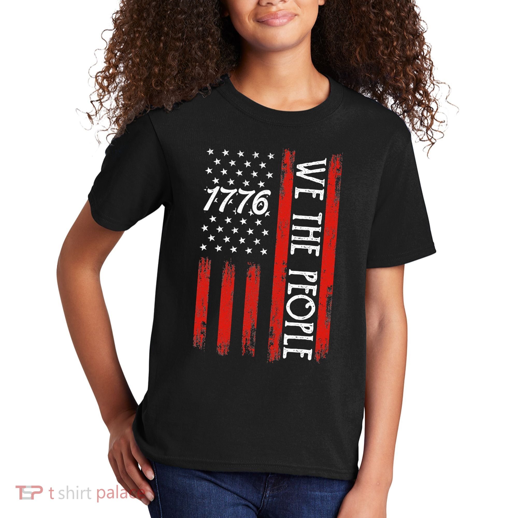 Happy 4th Of July 1776 American Flag Kids T-Shirt
