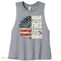 Happy 4th Of July Sunflower Women's Racerback Cropped Tank thumb 0