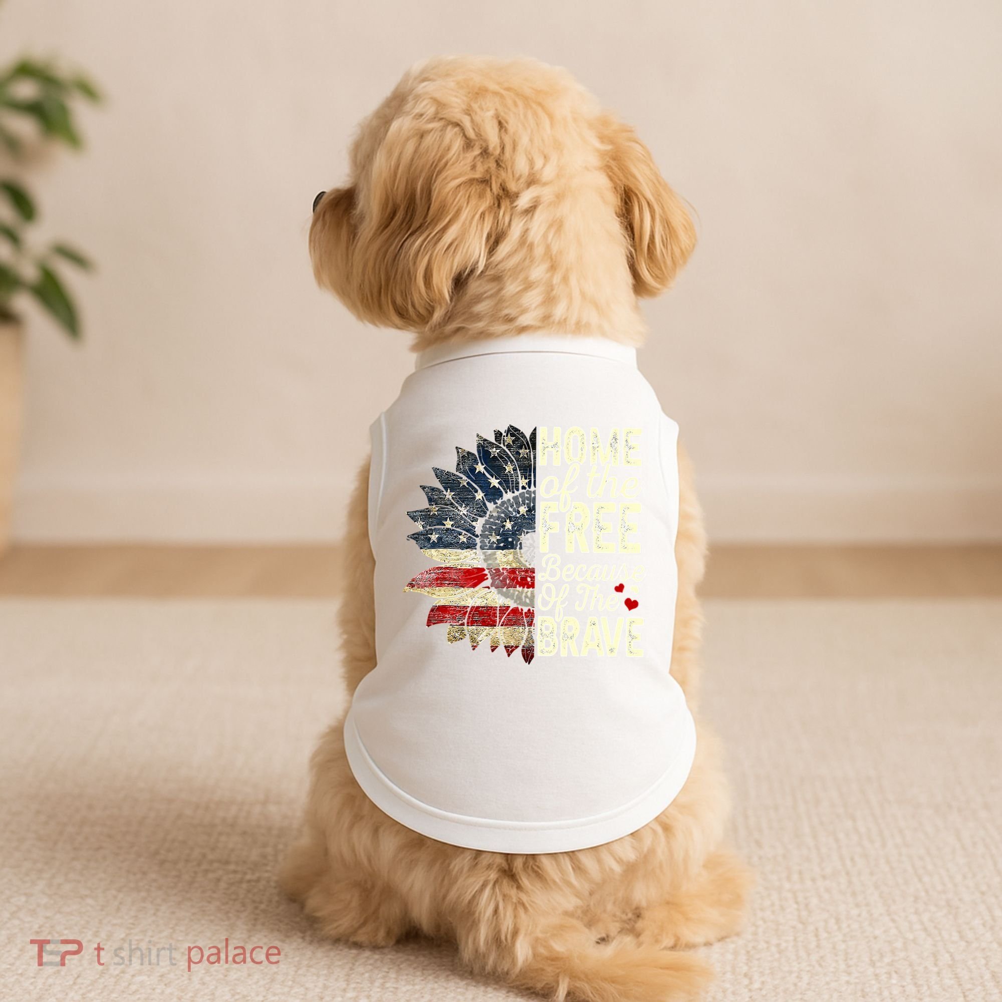 Happy 4th Of July Sunflower Doggie Tank