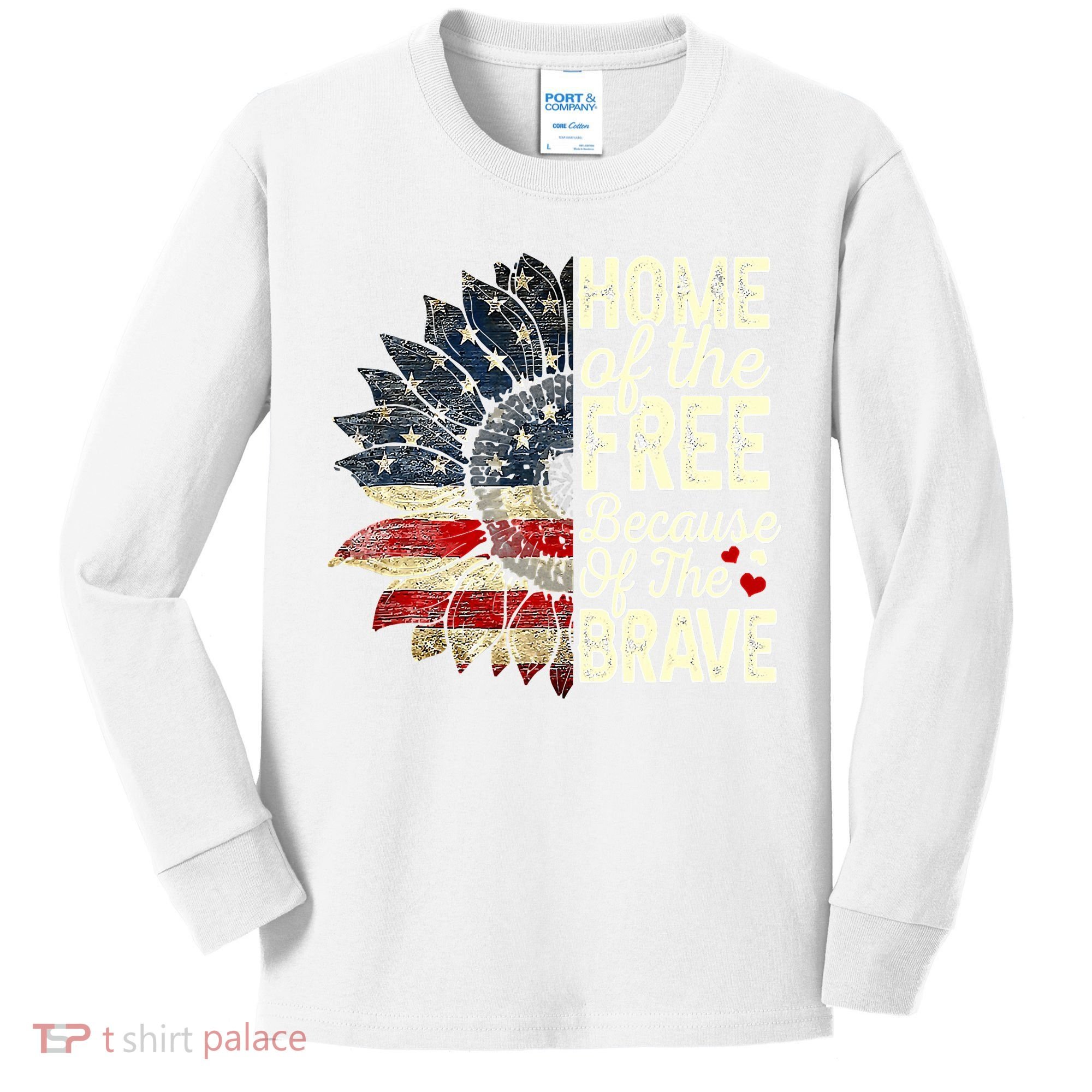 Happy 4th Of July Sunflower Kids Long Sleeve Shirt