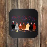Happy 4th Of July Independence Day Fireworks Chicken Hen Farmer Coaster thumb 0