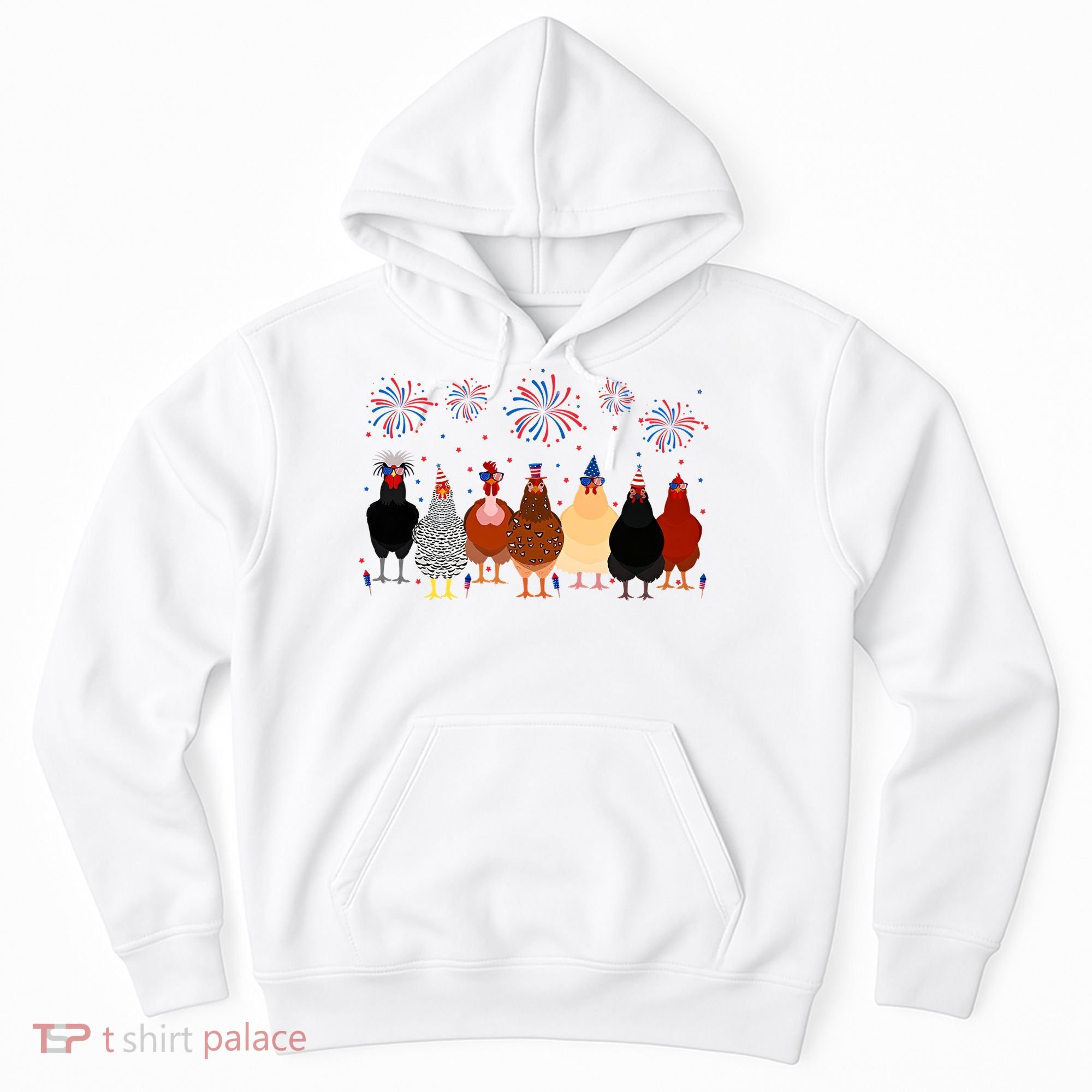 Happy 4th Of July Independence Day Fireworks Chicken Hen Farmer Hoodie