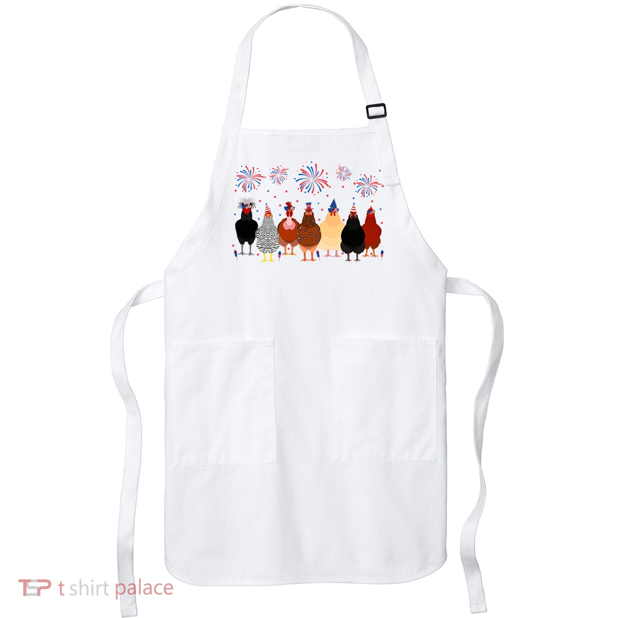 Happy 4th Of July Independence Day Fireworks Chicken Hen Farmer Apron