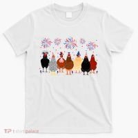 Happy 4th Of July Independence Day Fireworks Chicken Hen Farmer T-Shirt thumb 0