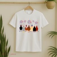 Happy 4th Of July Independence Day Fireworks Chicken Hen Farmer T-Shirt thumb 2
