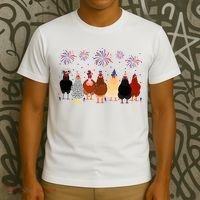 Happy 4th Of July Independence Day Fireworks Chicken Hen Farmer T-Shirt thumb 3