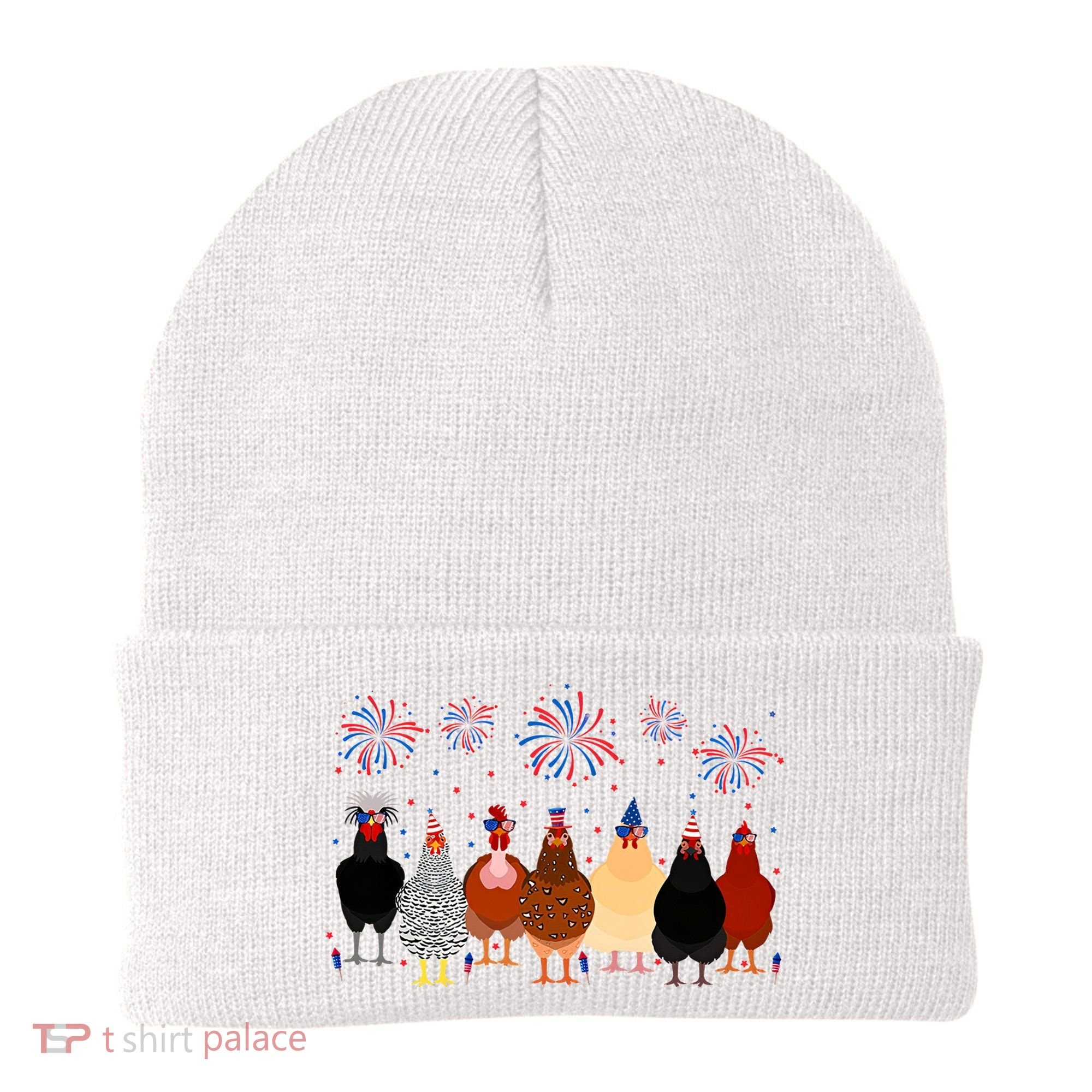 Happy 4th Of July Independence Day Fireworks Chicken Hen Farmer Beanie