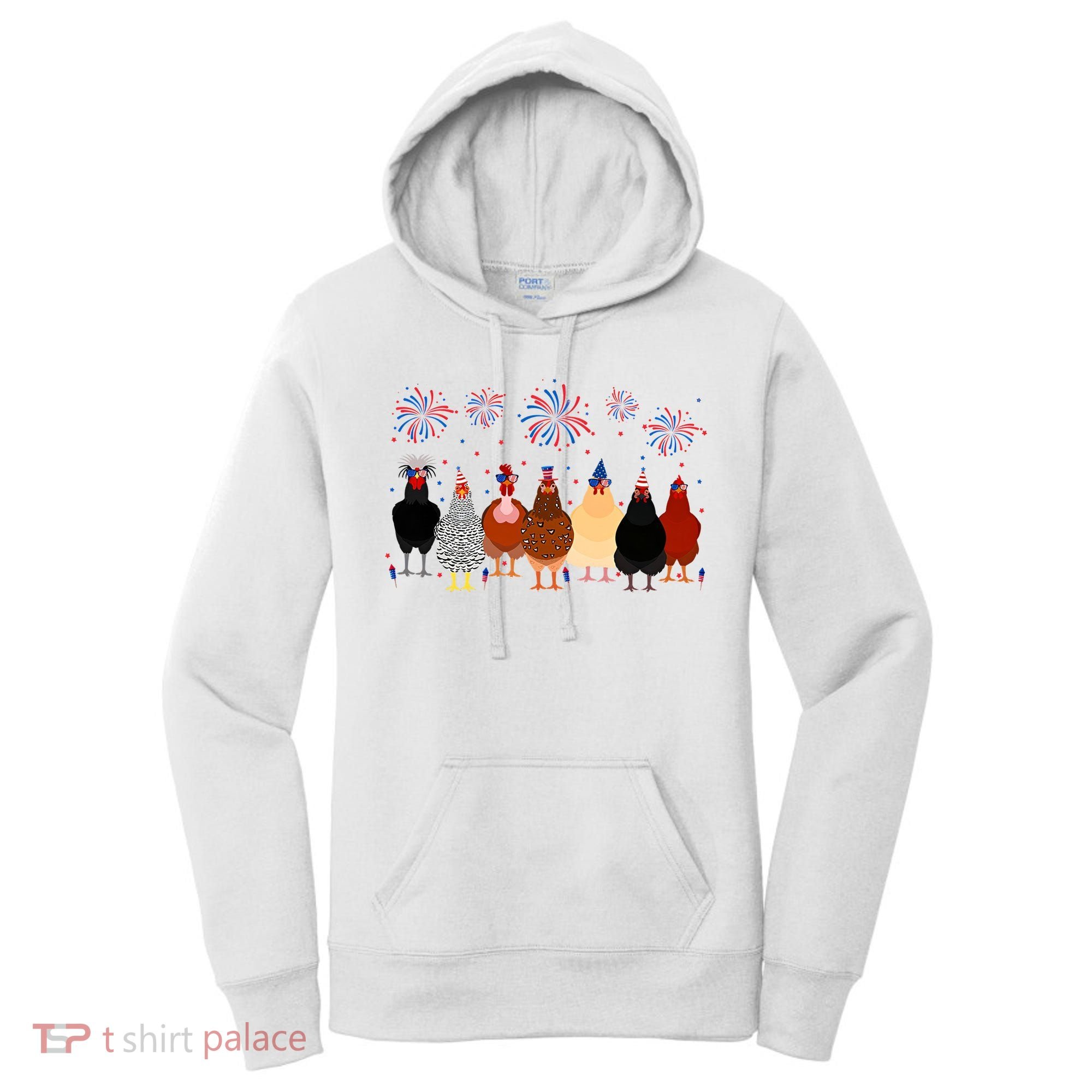 Happy 4th Of July Independence Day Fireworks Chicken Hen Farmer Women's Hoodie