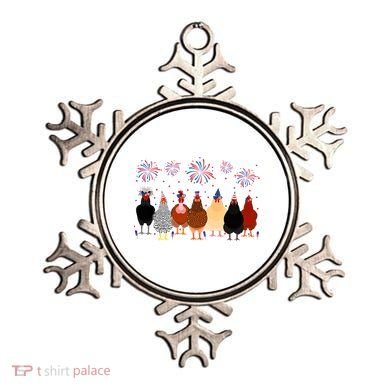 Happy 4th Of July Independence Day Fireworks Chicken Hen Farmer Ornament