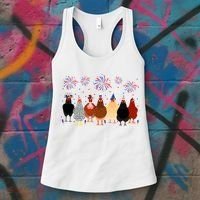 Happy 4th Of July Independence Day Fireworks Chicken Hen Farmer Women's Tank Top thumb 3