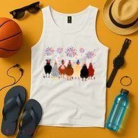 Happy 4th Of July Independence Day Fireworks Chicken Hen Farmer Tank Top thumb 4