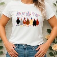 Happy 4th Of July Independence Day Fireworks Chicken Hen Farmer Women's T-Shirt thumb 2