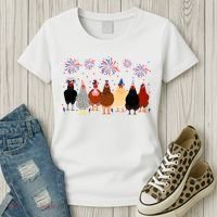 Happy 4th Of July Independence Day Fireworks Chicken Hen Farmer Women's T-Shirt thumb 3