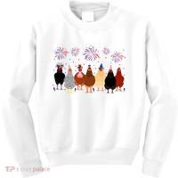 Happy 4th Of July Independence Day Fireworks Chicken Hen Farmer Kids Sweatshirt thumb 0