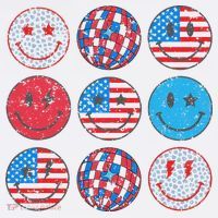 Happy 4th Of July Groovy Smile Face Red White Blue Usa Flag T-Shirt thumb 7