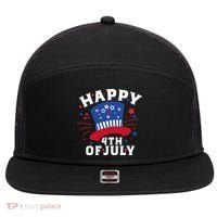 Happy 4th Of July Festive Celebration 7 Panel Mesh Trucker Snapback Hat thumb 0
