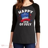 Happy 4th Of July Festive Celebration Women's Tri-Blend 3/4-Sleeve Raglan Shirt thumb 2