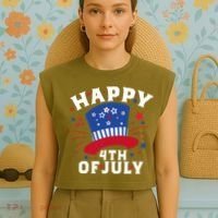 Happy 4th Of July Festive Celebration Garment-Dyed Women's Muscle Tee thumb 4