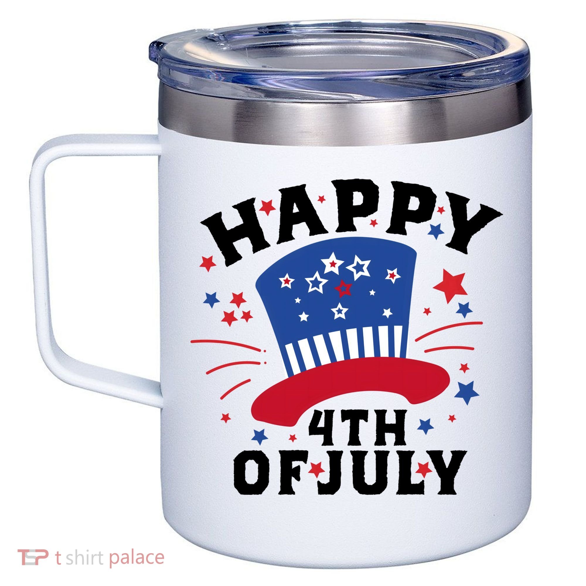 Happy 4th Of July Festive Celebration 12oz Stainless Steel Coffee Mug