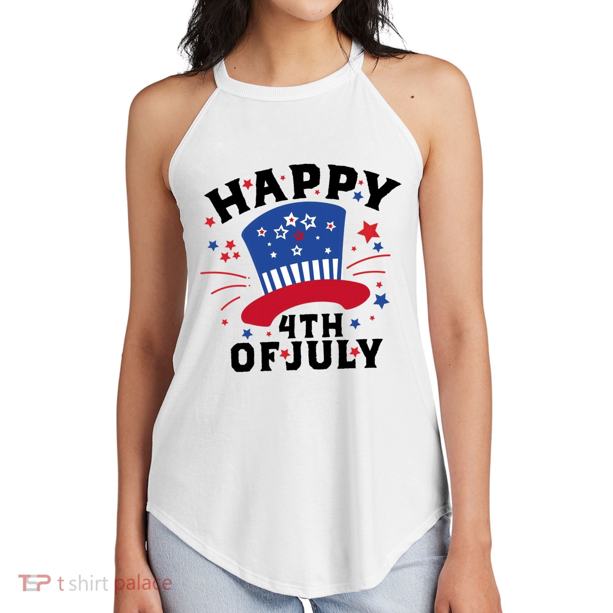 Happy 4th Of July Festive Celebration Women's Perfect Tri Rocker Tank