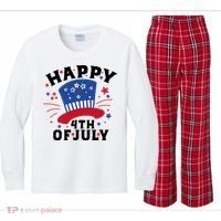 Happy 4th Of July Festive Celebration Kids Long Sleeve Plaid Pajama Set thumb 0