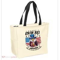 Happy 4th Of July Stars Stripes Usa Bald Eagle Beer Drinking Tote Bag thumb 2