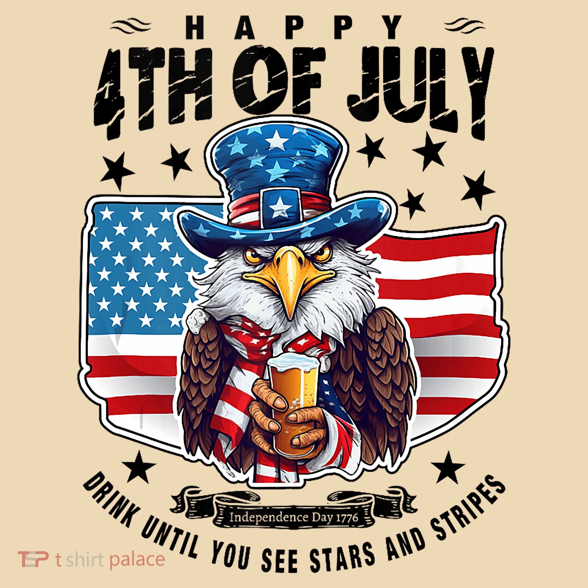 Happy 4th Of July Stars Stripes Usa Bald Eagle Beer Drinking Tote Bag