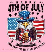 Happy 4th Of July Stars Stripes Usa Bald Eagle Beer Drinking Coaster thumb 2