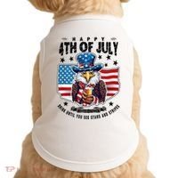 Happy 4th Of July Stars Stripes Usa Bald Eagle Beer Drinking Doggie Tank thumb 0