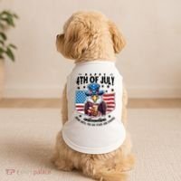 Happy 4th Of July Stars Stripes Usa Bald Eagle Beer Drinking Doggie Tank thumb 2