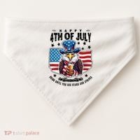 Happy 4th Of July Stars Stripes Usa Bald Eagle Beer Drinking USA-Made Doggie Bandana thumb 0