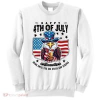 Happy 4th Of July Stars Stripes Usa Bald Eagle Beer Drinking Sweatshirt thumb 0