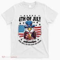 Happy 4th Of July Stars Stripes Usa Bald Eagle Beer Drinking T-Shirt thumb 0