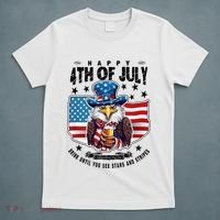Happy 4th Of July Stars Stripes Usa Bald Eagle Beer Drinking T-Shirt thumb 5