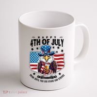 Happy 4th Of July Stars Stripes Usa Bald Eagle Beer Drinking Coffee Mug thumb 1