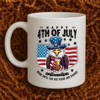Happy 4th Of July Stars Stripes Usa Bald Eagle Beer Drinking Coffee Mug thumb 2