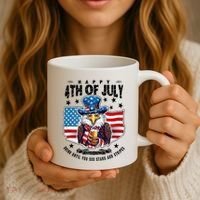 Happy 4th Of July Stars Stripes Usa Bald Eagle Beer Drinking Coffee Mug thumb 3
