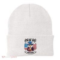 Happy 4th Of July Stars Stripes Usa Bald Eagle Beer Drinking Beanie thumb 0