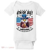 Happy 4th Of July Stars Stripes Usa Bald Eagle Beer Drinking Baby Bodysuit thumb 0