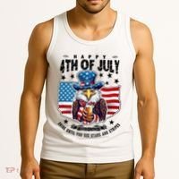 Happy 4th Of July Stars Stripes Usa Bald Eagle Beer Drinking Tank Top thumb 3